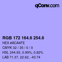 カラーコード: RGB 172 164.6 254.6 | qconv.com