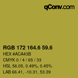 カラーコード: RGB 172 164.6 59.6 | qconv.com