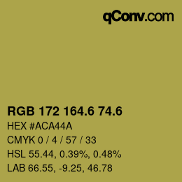 カラーコード: RGB 172 164.6 74.6 | qconv.com