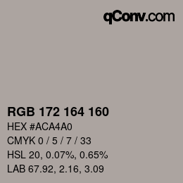 カラーコード: RGB 172 164 160 | qconv.com