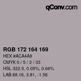 Code couleur: RGB 172 164 169 | qconv.com