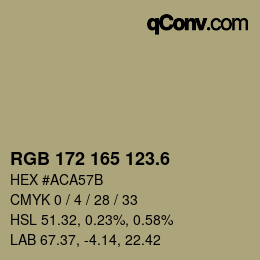 カラーコード: RGB 172 165 123.6 | qconv.com
