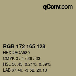 カラーコード: RGB 172 165 128 | qconv.com