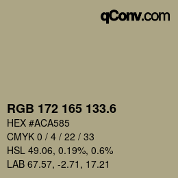 カラーコード: RGB 172 165 133.6 | qconv.com