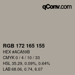 カラーコード: RGB 172 165 155 | qconv.com