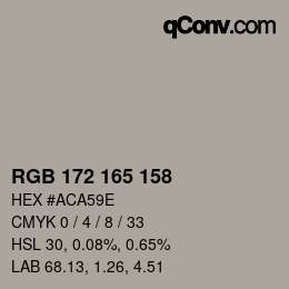 Color code: RGB 172 165 158 | qconv.com