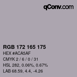 Color code: RGB 172 165 175 | qconv.com