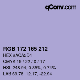颜色代码: RGB 172 165 212 | qconv.com