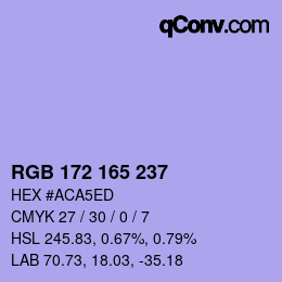 カラーコード: RGB 172 165 237 | qconv.com