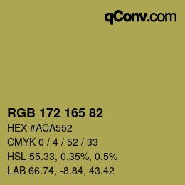 Color code: RGB 172 165 82 | qconv.com