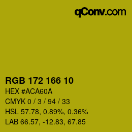 Color code: RGB 172 166 10 | qconv.com