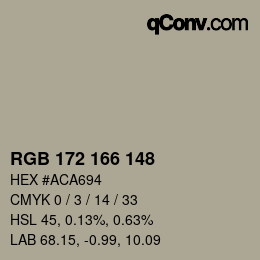 Color code: RGB 172 166 148 | qconv.com