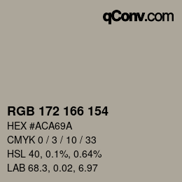 Código de color: RGB 172 166 154 | qconv.com