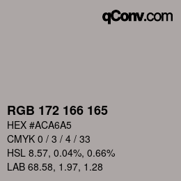 颜色代码: RGB 172 166 165 | qconv.com