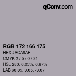 Color code: RGB 172 166 175 | qconv.com