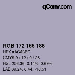 颜色代码: RGB 172 166 188 | qconv.com