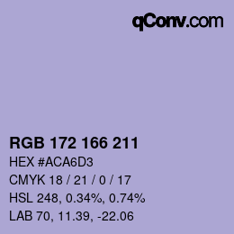 Código de color: RGB 172 166 211 | qconv.com