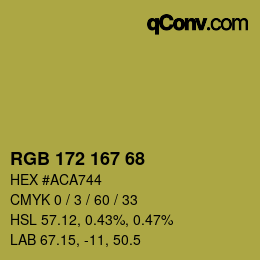 カラーコード: RGB 172 167 68 | qconv.com