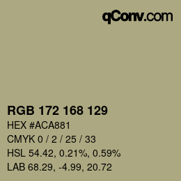 Farbcode: RGB 172 168 129 | qconv.com