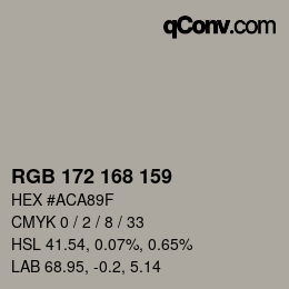 颜色代码: RGB 172 168 159 | qconv.com