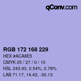 Código de color: RGB 172 168 229 | qconv.com