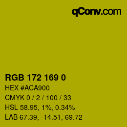 Color code: RGB 172 169 0 | qconv.com