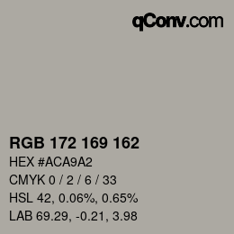 Color code: RGB 172 169 162 | qconv.com