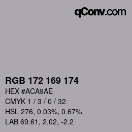 Color code: RGB 172 169 174 | qconv.com