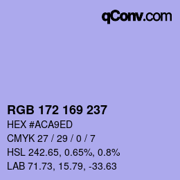 Color code: RGB 172 169 237 | qconv.com