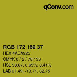 カラーコード: RGB 172 169 37 | qconv.com