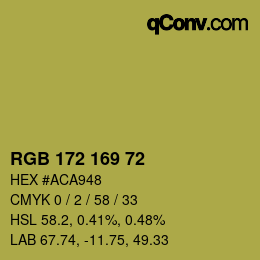 Color code: RGB 172 169 72 | qconv.com