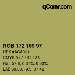 Color code: RGB 172 169 97 | qconv.com