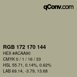 カラーコード: RGB 172 170 144 | qconv.com