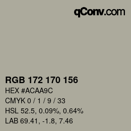 Color code: RGB 172 170 156 | qconv.com