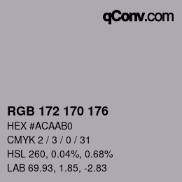 颜色代码: RGB 172 170 176 | qconv.com