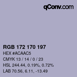 Color code: RGB 172 170 197 | qconv.com