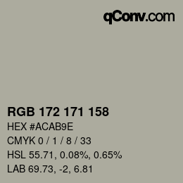 颜色代码: RGB 172 171 158 | qconv.com