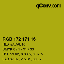 カラーコード: RGB 172 171 16 | qconv.com