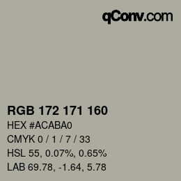 Color code: RGB 172 171 160 | qconv.com