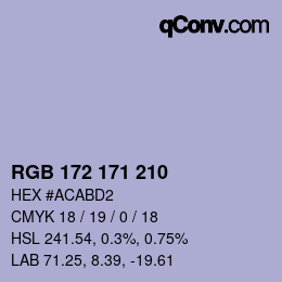カラーコード: RGB 172 171 210 | qconv.com