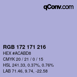 Color code: RGB 172 171 216 | qconv.com