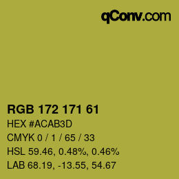 Color code: RGB 172 171 61 | qconv.com