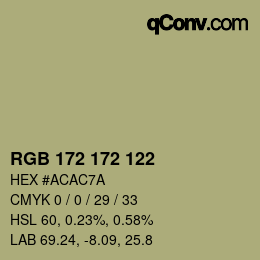 Color code: RGB 172 172 122 | qconv.com