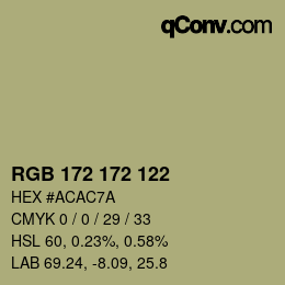 Color code: RGB 172 172 122 | qconv.com