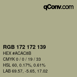 Color code: RGB 172 172 139 | qconv.com