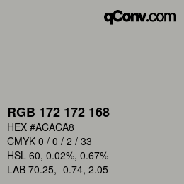 カラーコード: RGB 172 172 168 | qconv.com