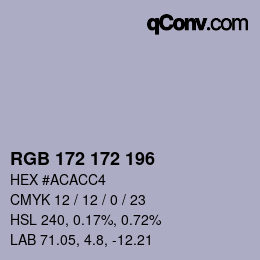 Color code: RGB 172 172 196 | qconv.com