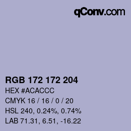 カラーコード: RGB 172 172 204 | qconv.com