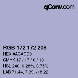Color code: RGB 172 172 208 | qconv.com