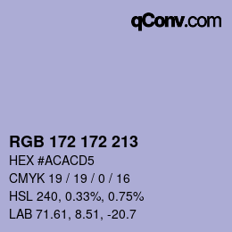 Color code: RGB 172 172 213 | qconv.com